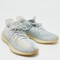 Yeezy x Adidas Blue/White Knit Fabric Boost 350 V2 Cloud White Non-Reflective Sneakers 41 1/2
