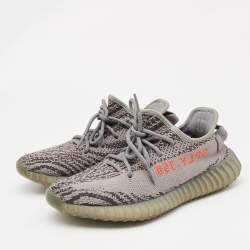 Yeezy x Adidas Grey Knit Fabric Boost 350 V2 Beluga Sneakers Size 39 1/3