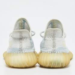 Yeezy x Adidas White/Grey Knit Fabric Boost 350 V2 Static Non Reflective Sneakers Size 39 1/3