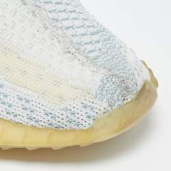 Yeezy x Adidas White/Grey Knit Fabric Boost 350 V2 Static Non Reflective Sneakers Size 39 1/3