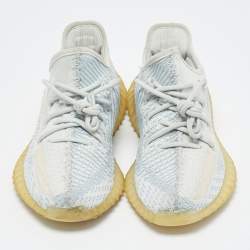 Yeezy x Adidas White/Grey Knit Fabric Boost 350 V2 Static Non Reflective Sneakers Size 39 1/3
