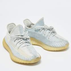 Yeezy x Adidas White/Grey Knit Fabric Boost 350 V2 Static Non Reflective Sneakers Size 39 1/3