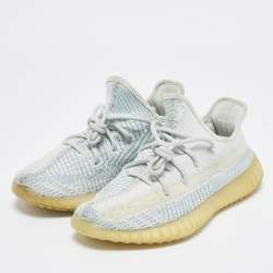 Yeezy x Adidas White/Grey Knit Fabric Boost 350 V2 Static Non Reflective Sneakers Size 39 1/3