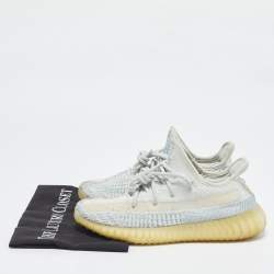 Yeezy x Adidas White/Grey Knit Fabric Boost 350 V2 Static Non Reflective Sneakers Size 39 1/3