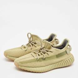 Pre Owned Yeezy x Adidas Green Knit Fabric Boost 350 V2 Sulfur Sneakers Size 44 