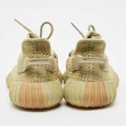Pre Owned Yeezy x Adidas Green Knit Fabric Boost 350 V2 Sulfur Sneakers Size 44 