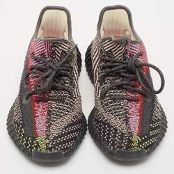 Pre Owned Yeezy x Adidas Black Knit Fabric Boost 350 V2 Yecheil Sneakers Size 42
