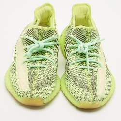 Yeezy x Adidas Neon Green Knit Fabric Boost 350 V2 Yeezreel (Non Reflective) Sneakers Size 44