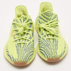 Yeezy x Adidas Neon Yellow Knit Fabric Boost 350 V2 Semi Frozen Yellow Sneakers Size 44
