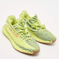 Yeezy x Adidas Neon Yellow Knit Fabric Boost 350 V2 Semi Frozen Yellow Sneakers Size 44