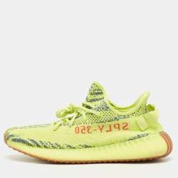 Yeezy x Adidas Neon Yellow Knit Fabric Boost 350 V2 Semi Frozen Yellow Sneakers Size 44