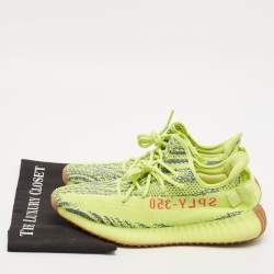 Yeezy x Adidas Neon Yellow Knit Fabric Boost 350 V2 Semi Frozen Yellow Sneakers Size 44