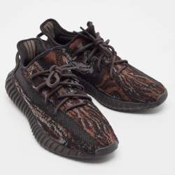 Yeezy x Adidas Black/Brown Knit Fabric Boost 350 V2 MX Rock Sneakers Size 44