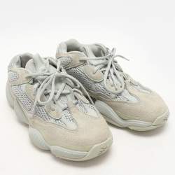 Yeezy x Adidas Grey Leather and Mesh Yeezy 500 "Salt" Low Top Sneakers Size 40