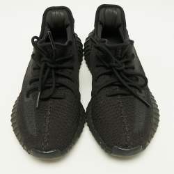Pre Owned Yeezy x Adidas Black Knit Fabric Boost 350 V2 Onyx Sneakers Size 42 2/3