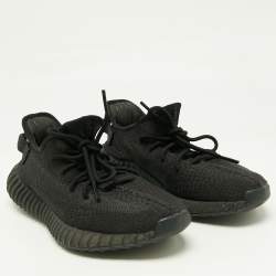 Pre Owned Yeezy x Adidas Black Knit Fabric Boost 350 V2 Onyx Sneakers Size 42 2/3