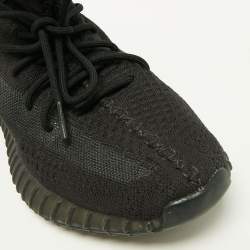 Pre Owned Yeezy x Adidas Black Knit Fabric Boost 350 V2 Onyx Sneakers Size 42 2/3