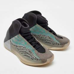 Yeezy x Adidas Multicolor Knit Fabric and Neoprene QNTM Teal Blue Sneakers Size 39 1/3