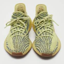 Pre Owned Yeezy x Adidas Yellow/Blue Knit Fabric Boost 350 V2 Semi Frozen Yellow Sneakers Size 40