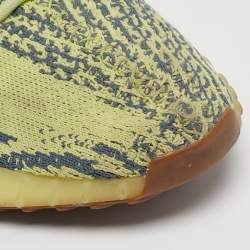 Pre Owned Yeezy x Adidas Yellow/Blue Knit Fabric Boost 350 V2 Semi Frozen Yellow Sneakers Size 40