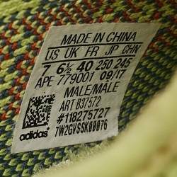 Pre Owned Yeezy x Adidas Yellow/Blue Knit Fabric Boost 350 V2 Semi Frozen Yellow Sneakers Size 40