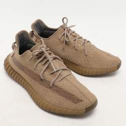 Yeezy x Adidas Brown Knit Fabric Boost 350 V2 "Earth" Low Top Sneakers Size 48