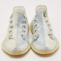 Yeezy x Adidas Blue/White Knit Fabric Boost 350 V2 Cloud White (Non-Reflective) Sneakers 43 1/3