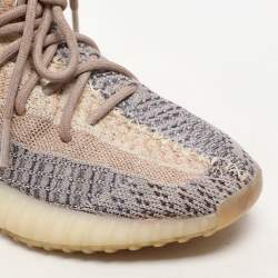Yeezy x Adidas Grey/Blue Knit Fabric Boost 350 V2 "Ash Pearl" Low Top Sneakers Size 38 2/3