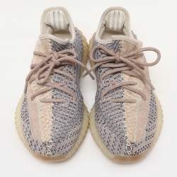Yeezy x Adidas Grey/Blue Knit Fabric Boost 350 V2 "Ash Pearl" Low Top Sneakers Size 38 2/3
