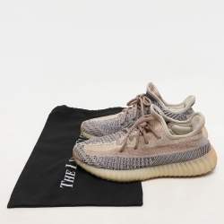 Yeezy x Adidas Grey/Blue Knit Fabric Boost 350 V2 "Ash Pearl" Low Top Sneakers Size 38 2/3