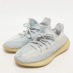 Yeezy x Adidas Blue Knit Fabric Boost 350 V2 'Cloud White' Low Top Sneakers Size 38 2/3