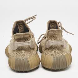 Pre Owned Yeezy x adidas Brown Cotton Knit Boost 350 V2 Earth Sneakers Size 43 2/3