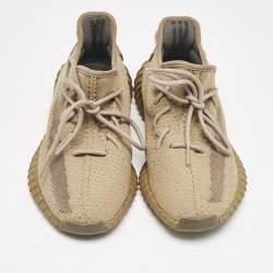 Pre Owned Yeezy x adidas Brown Cotton Knit Boost 350 V2 Earth Sneakers Size 43 2/3