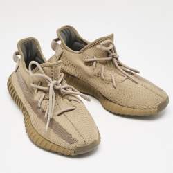 Pre Owned Yeezy x adidas Brown Cotton Knit Boost 350 V2 Earth Sneakers Size 43 2/3