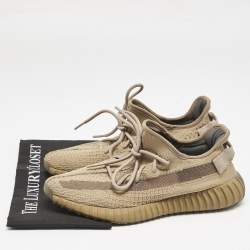 Pre Owned Yeezy x adidas Brown Cotton Knit Boost 350 V2 Earth Sneakers Size 43 2/3