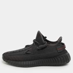 Yeezy x Adidas Black Knit Fabric Boost 350 V2 "Static Black" Low Top Sneakers Size 41 1/3