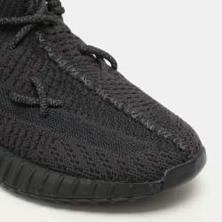 Yeezy x Adidas Black Knit Fabric Boost 350 V2 "Static Black" Low Top Sneakers Size 41 1/3