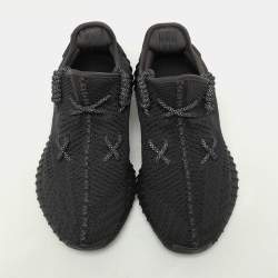 Yeezy x Adidas Black Knit Fabric Boost 350 V2 "Static Black" Low Top Sneakers Size 41 1/3