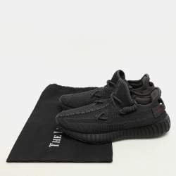 Yeezy x Adidas Black Knit Fabric Boost 350 V2 "Static Black" Low Top Sneakers Size 41 1/3