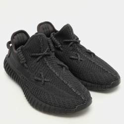 Yeezy x Adidas Black Knit Fabric Boost 350 V2 "Static Black" Low Top Sneakers Size 41 1/3
