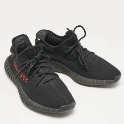 Yeezy x adidas Black Knit Fabric Boost 350 V2 Low Top Sneakers Size 45 1/3