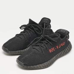 Yeezy x adidas Black Knit Fabric Boost 350 V2 Low Top Sneakers Size 45 1/3