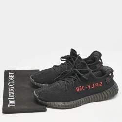 Yeezy x adidas Black Knit Fabric Boost 350 V2 Low Top Sneakers Size 45 1/3