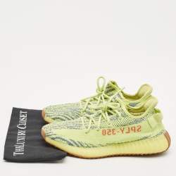 Yeezy x Adidas Neon Yellow Knit Fabric Boost 350 V2 Semi Frozen Yellow Sneakers Size 42 2/3