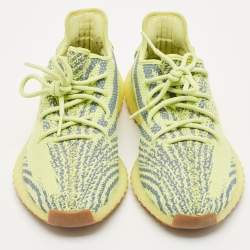 Yeezy x Adidas Neon Yellow Knit Fabric Boost 350 V2 Semi Frozen Yellow Sneakers Size 42 2/3