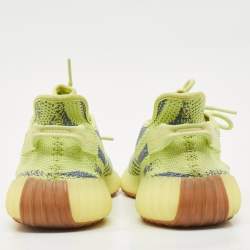 Yeezy x Adidas Neon Yellow Knit Fabric Boost 350 V2 Semi Frozen Yellow Sneakers Size 42 2/3