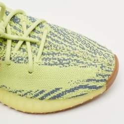 Yeezy x Adidas Neon Yellow Knit Fabric Boost 350 V2 Semi Frozen Yellow Sneakers Size 42 2/3