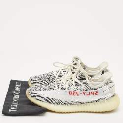 Yeezy x Adidas White/Black Knit Fabric Boost 350 V2 Zebra Sneakers Size 43 1/3