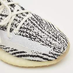 Yeezy x Adidas White/Black Knit Fabric Boost 350 V2 Zebra Sneakers Size 43 1/3