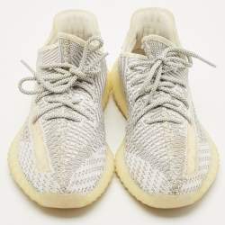 Yeezy x Adidas White/Grey Knit Fabric Boost 350 V2 Static (Non Reflective) Sneakers Size 42 2/3